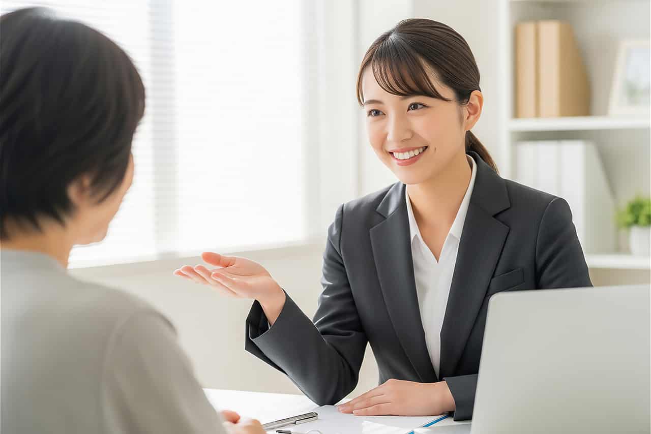 女性が説明している様子