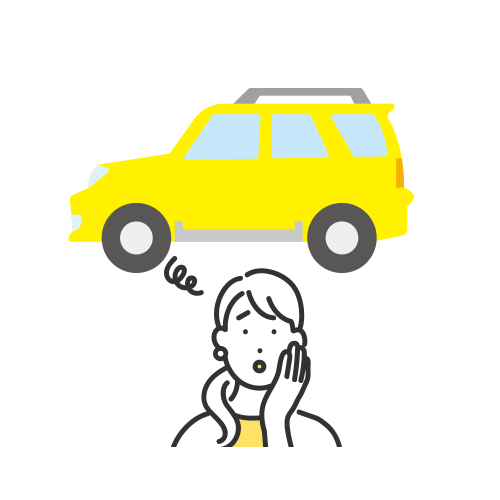 黄色い車と女性のイラスト