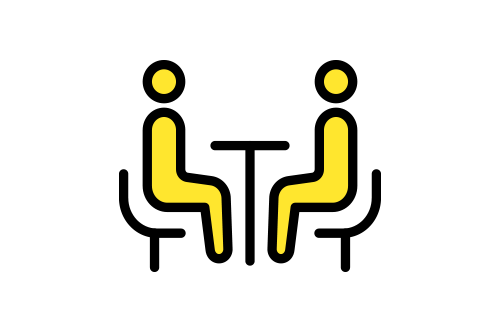 人が向かいあい座っているイラスト