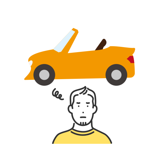 オレンジ色の車と男性のイラスト
