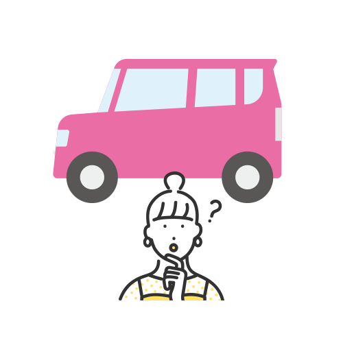 ピンク色の車と女性のイラスト