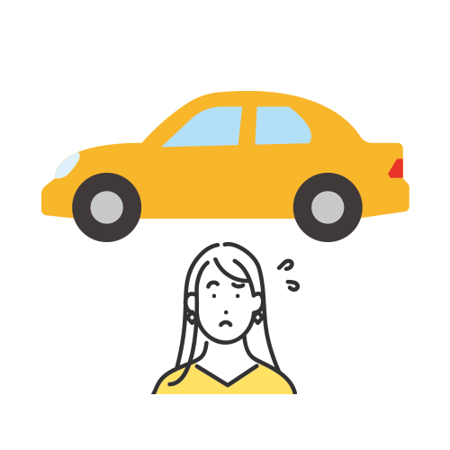 オレンジ色の車と女性のイラスト