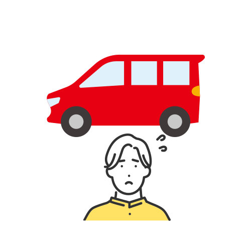 赤い車と男性のイラスト